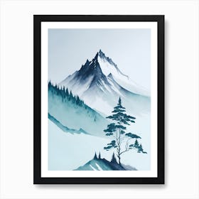 Mountain And Forest In Minimalist Watercolor Vertical Composition 194 Art Print