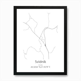 Svidnik,Slovakia Minimalist Map Art Print