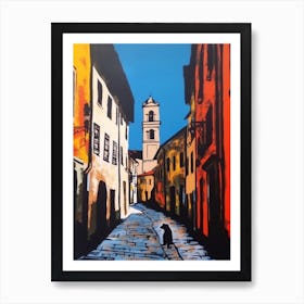 Painting Of A Florence With A Cat In The Style Of Of Pop Art 3 Art Print