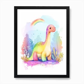 Pastel Rainbow Plateosaurus Dinosaur 1 Art Print