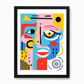 Pastel Geometric Abstract Face 2 Art Print