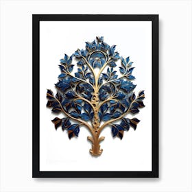 Blue And Gold Tree Of Life Art Print