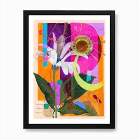 Oxeye Daisy 2 Neon Flower Collage Art Print