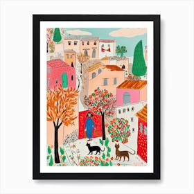 Tehran, Dreamy Storybook Illustration 3 Art Print