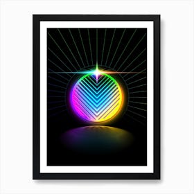 Neon Geometric Glyph in Candy Blue and Pink with Rainbow Sparkle on Black n.0091 Art Print