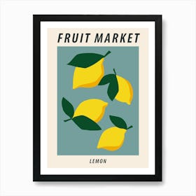 Fruit market, Lemons, Retro food art Art Print