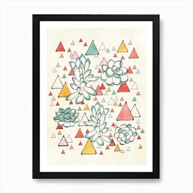 Succulent And Triangles Art Print