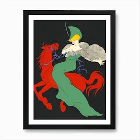 Woman Riding A Horse 1 Art Print