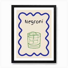 Negroni Doodle Poster Blue & Green Art Print