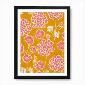 Kniphofia Floral Print Retro Pattern Flower Art Print