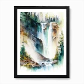 Grizzly Falls, United States Water Colour  (3) Art Print