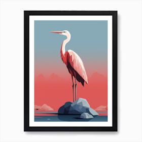 Minimalist Great Blue Heron 1 Illustration Art Print