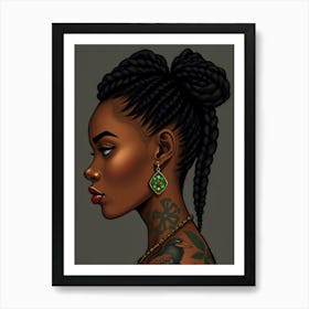 Black Girl With Tattoos Art Print