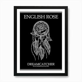 English Rose Dreamcatcher Line Drawing 5 Poster Inverted Art Print