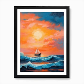 Sailboat At Sunset Art Print