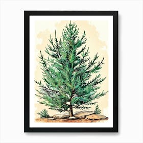 Hemlock Tree Storybook Illustration 3 Art Print