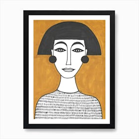 Woman on Yellow Background Illustration Art Print