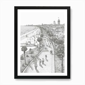 View Of Los Angeles California, Usa Line Art Black And White 5 Art Print