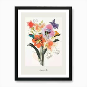 Amaryllis 2 Collage Flower Bouquet Poster Art Print