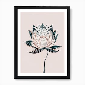 Lotus Flower Pattern Minimal Line Drawing 4 Art Print