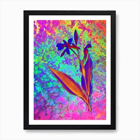 Bandana of the Everglades Botanical in Acid Neon Pink Green and Blue n.0127 Art Print