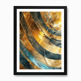 Abstract Gold And Blue Abstract Painting Art Print