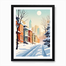 Vintage Winter Travel Illustration Montreal Canada 2 Art Print