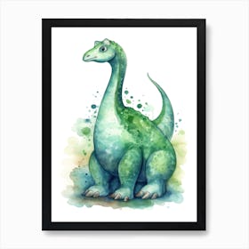 Apatosaurus Cute Dinosaur Watercolour 1 Art Print