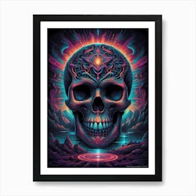 Skull - Psychedelic Skull Art Print