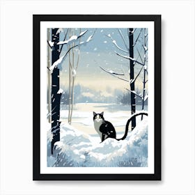 Winter Cat Illustration 4 Art Print