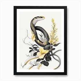 Yellow Lipped Sea Krait Snake Gold And Black Art Print