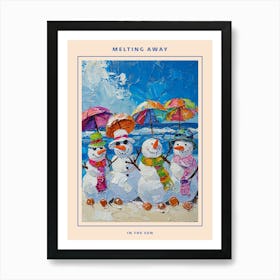 Snowmen On The Beach Painting Poster 2 Art Print