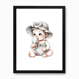 Little Girl Eating Ice Cream Art Print