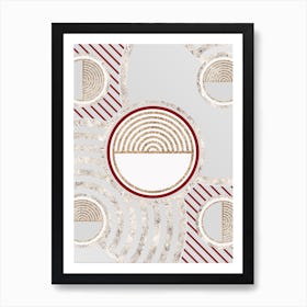 Geometric Abstract Glyph in Festive Gold Silver and Red n.0068 Art Print