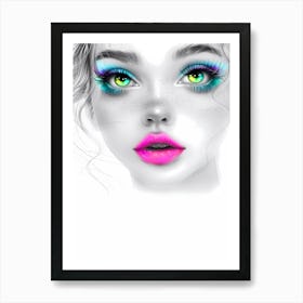 Woman Face Beautiful Illustration Art 08 Art Print