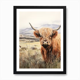 Highland Cow Peeking Out From The Side Art Print
