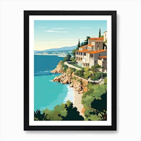 French Riviera, France, Flat Illustration 1 Art Print