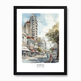 Myrtle 2 Watercolour Travel Poster Art Print