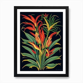 Heliconia 3 Floral Botanical Vintage Poster Flower Art Print