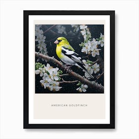 Ohara Koson Inspired Bird Painting American Goldfinch 2 Poster Art Print