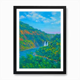 Victoria Falls National Park Zimbabwe Blue Oil Painting 1  Art Print