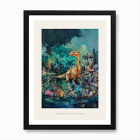 Dinosaur Ancient Ruins Painting 2 Poster Art Print