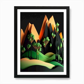 3d Paper Art of forest Art Print