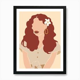 Woman Hand Drawing Boho Minimalist Pastel Colors 5 Art Print