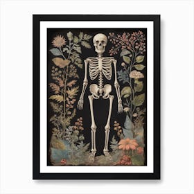 Botanical Skeleton Vintage Flowers Painting (41) Art Print