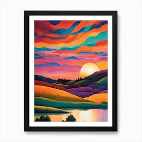 Sunset Over The Lake 3 Art Print