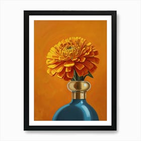 Flower In A Blue Vase Art Print