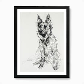 Belgian Sheepdog Line Sketch 4 Art Print