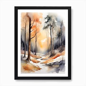 Watercolor Of A Forest . 2 Art Print