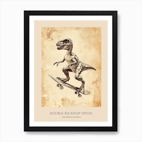 Sinornithosaurus Vintage Dinosaur Poster Art Print